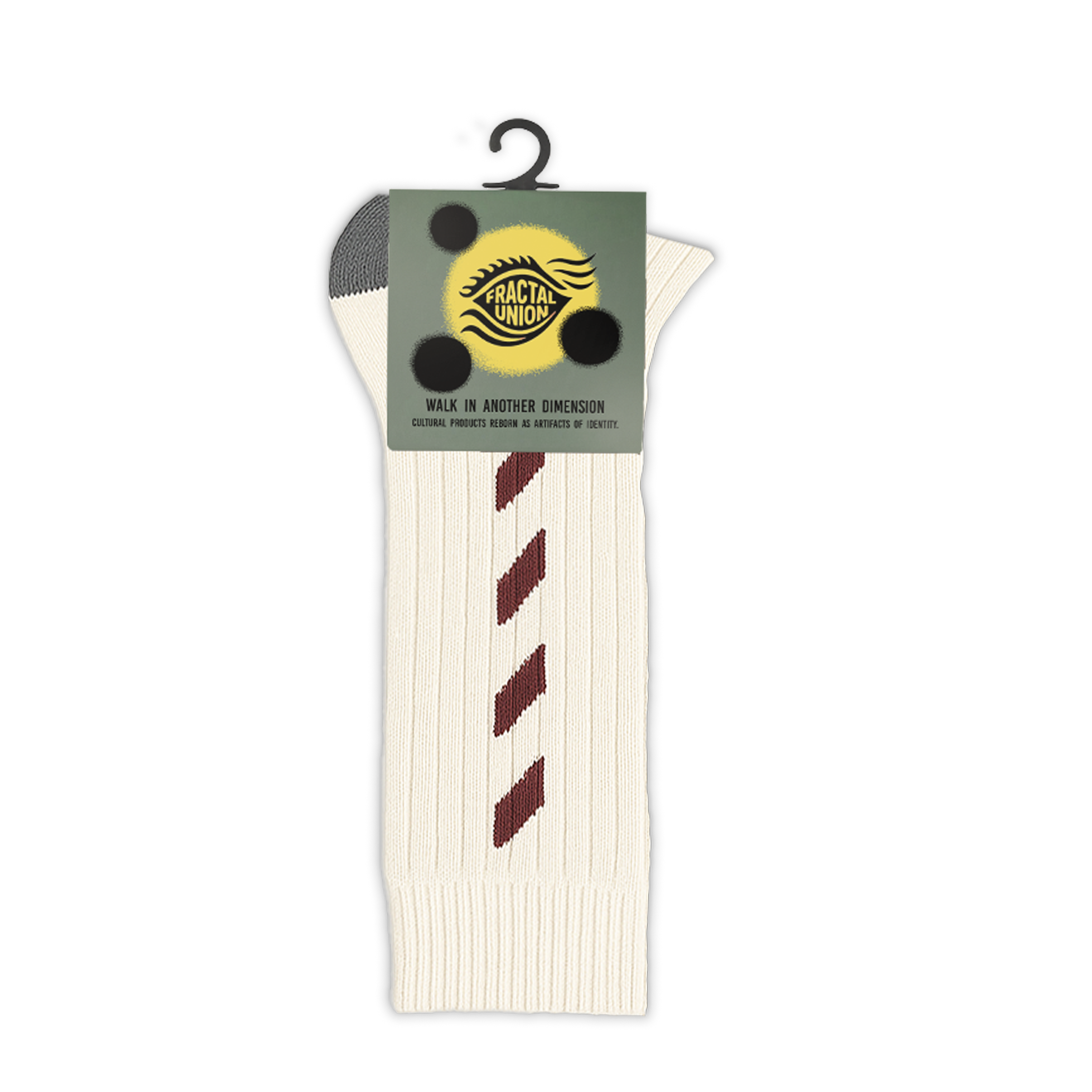 FRACTAL UNION STRIPE SOCKS – IVORY & BORDEAUX