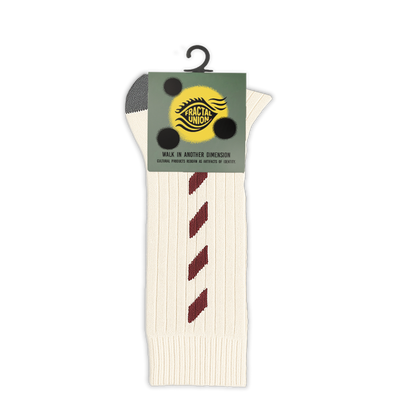 FRACTAL UNION STRIPE SOCKS – IVORY & BORDEAUX