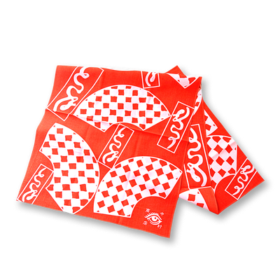 てぬぐい〈扇×市松〉橙 実物